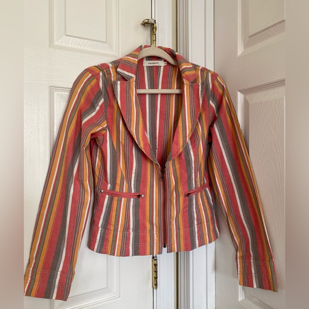 Sandwich Blazer/Jacket (Size 38), red/white/grey/orange stripes